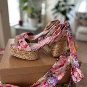 OFFERS WELCOME‼️Christian Louboutin Marisa Du Desert Floral Espadrille Heels